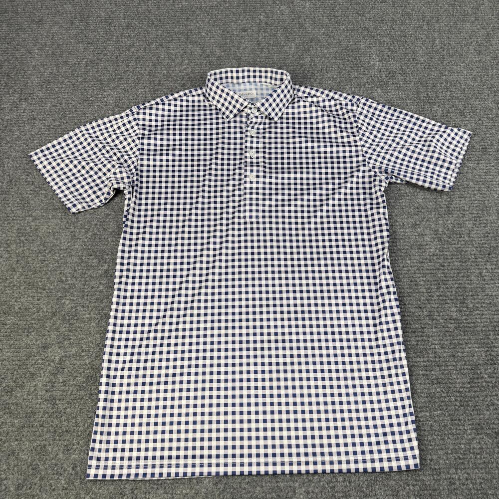 Collars & Co Polo Shirt Mens Large Purple White Gingham Dress Collar Polyester